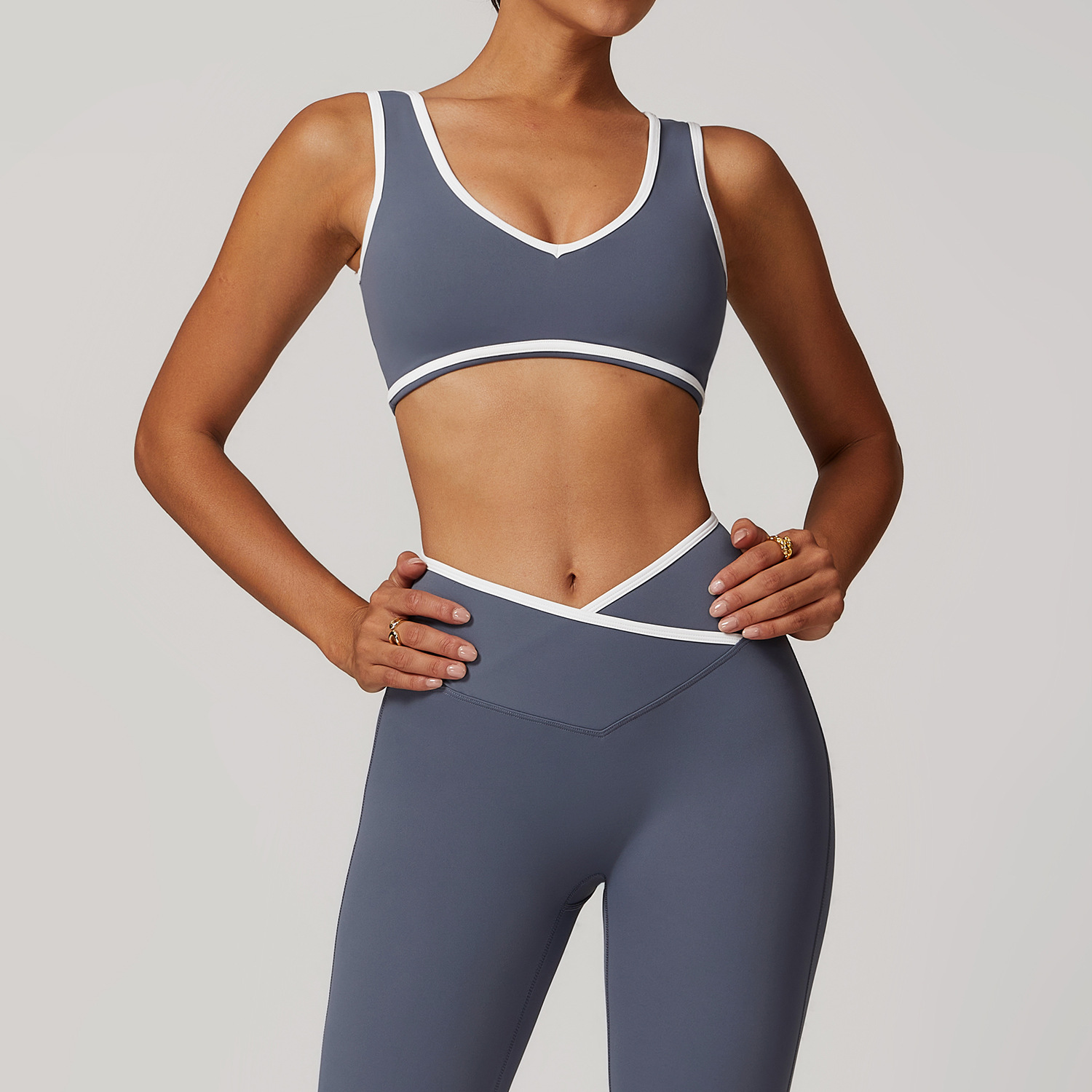 Yoga Và Fitness - V-Neck Sports Bra Women Top Push