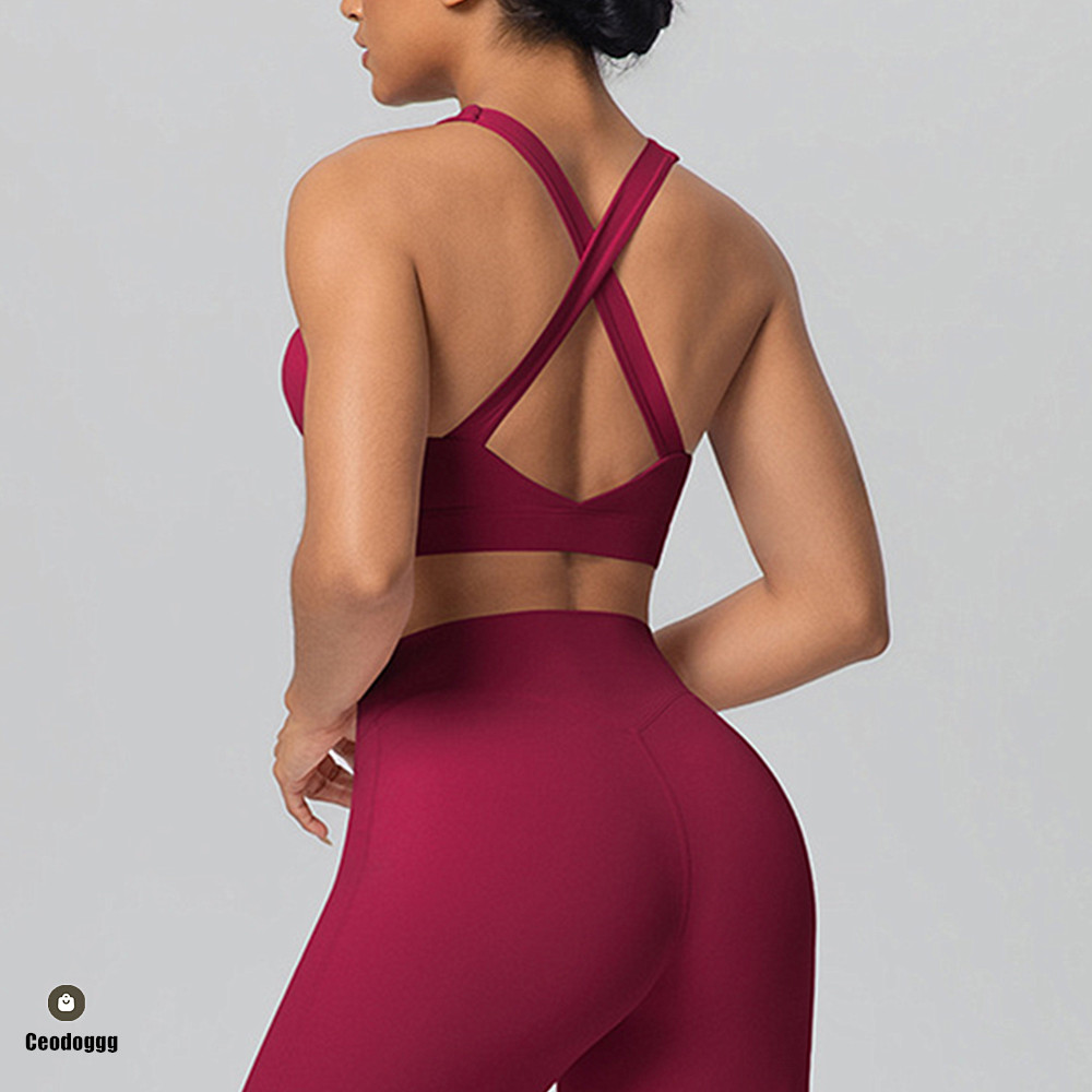 Yoga Fitness Matte - Pad Cross Shoulder Strap Yoga Bra