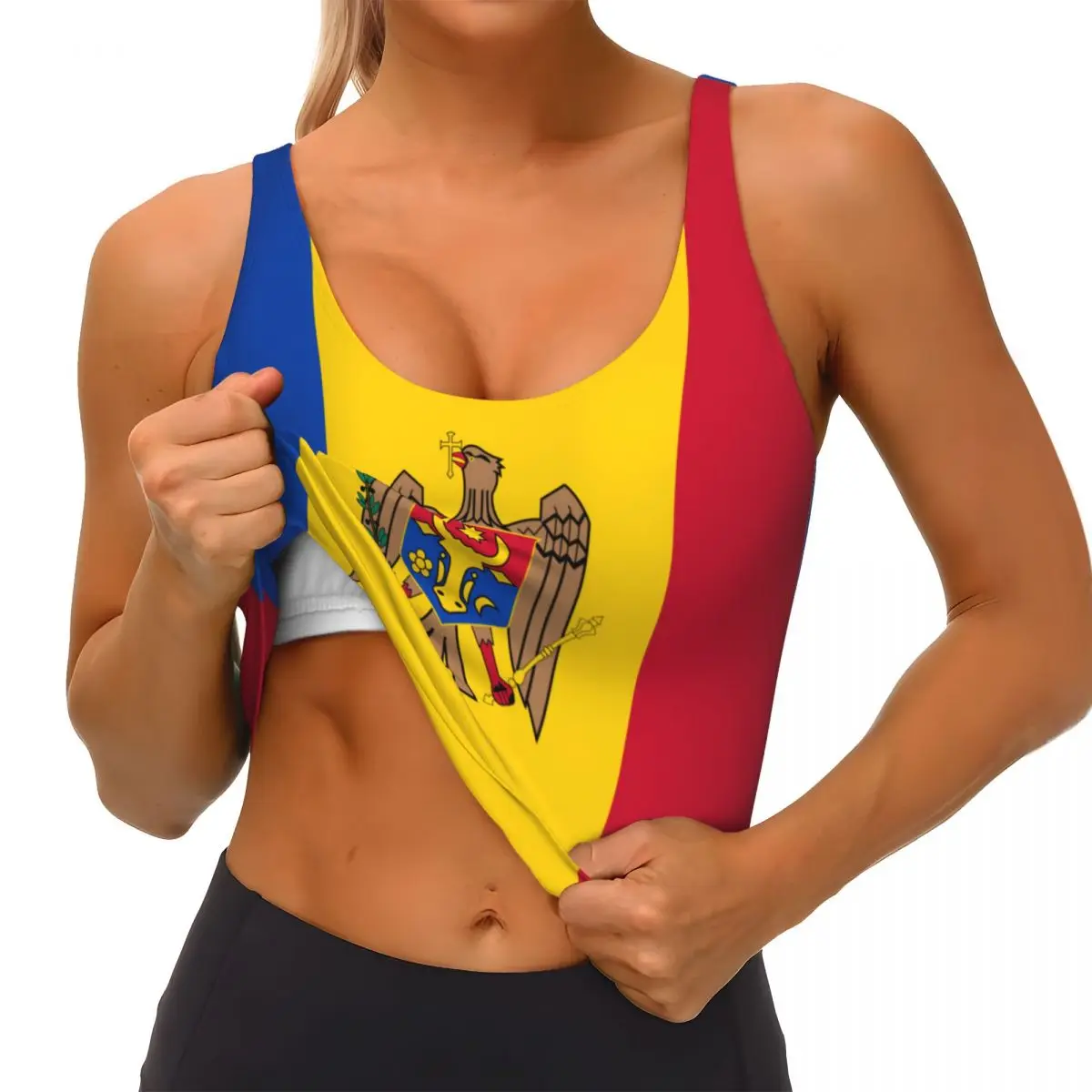 Moldova Flag Basic Tops Women  - Yoga Và Fitness recension och pris