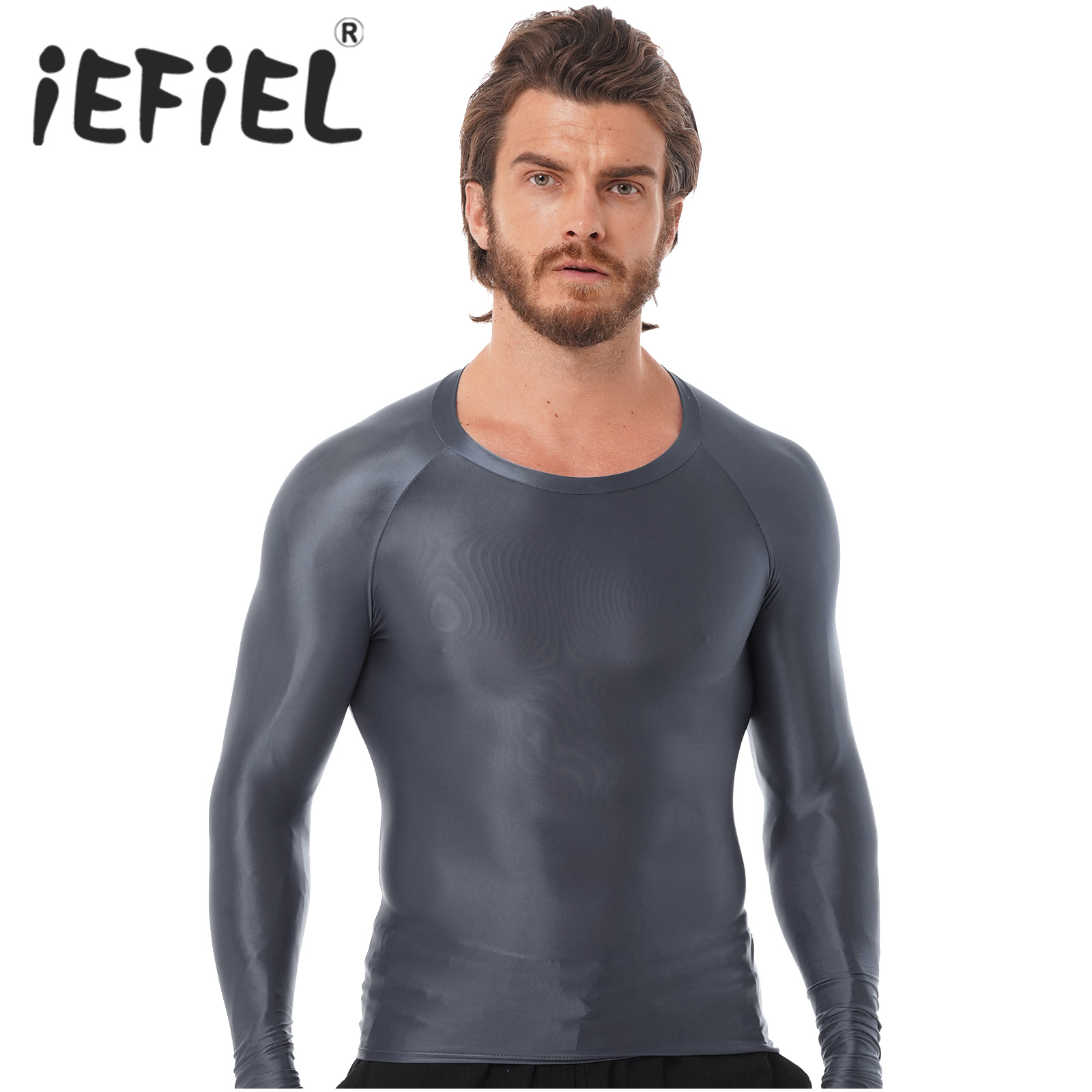 Mens Glossy Sports Tops Long S - Yoga Daily Fitness recension och pris