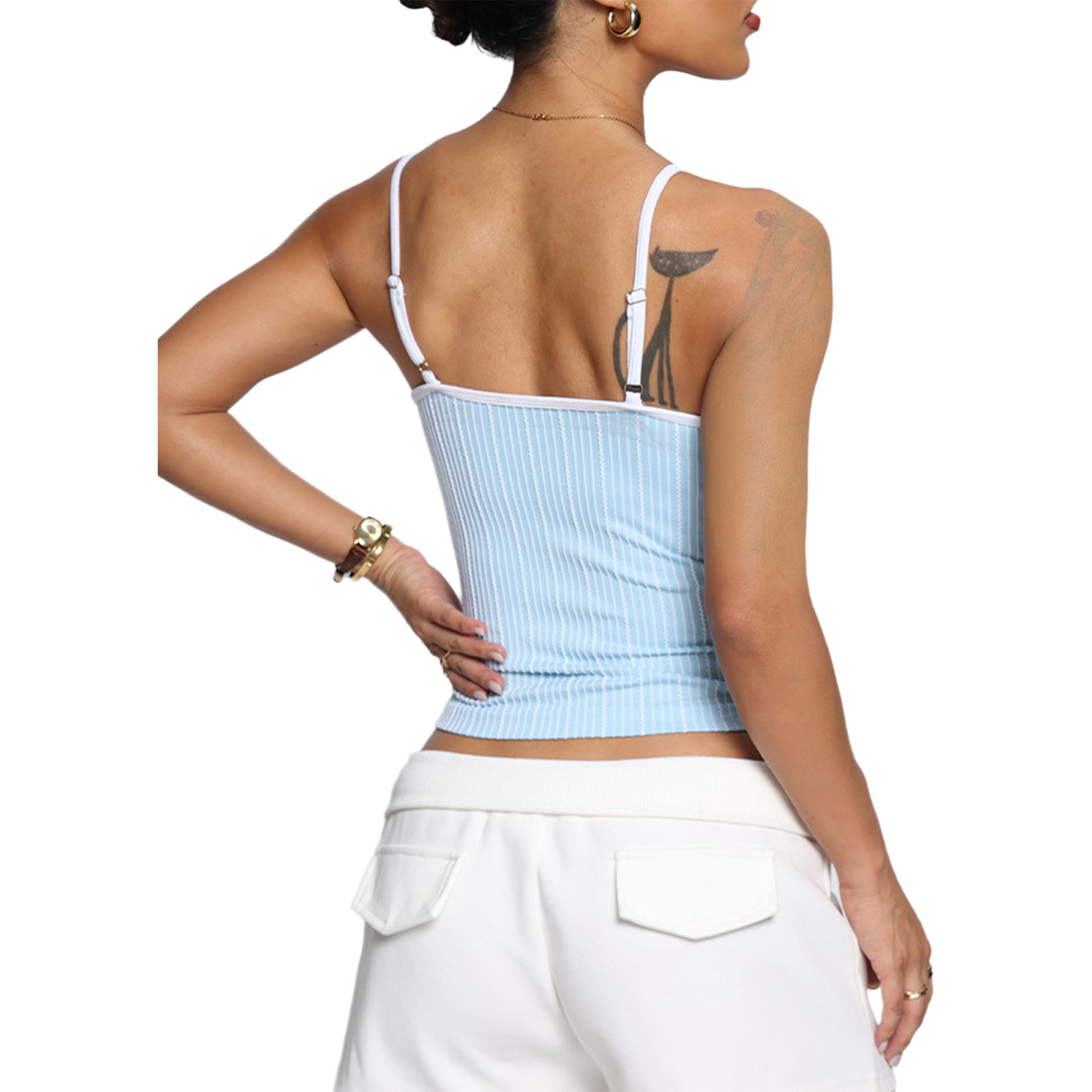 Women U Neck Striped Adjustabl - Yoga Daily Fitness recension och pris